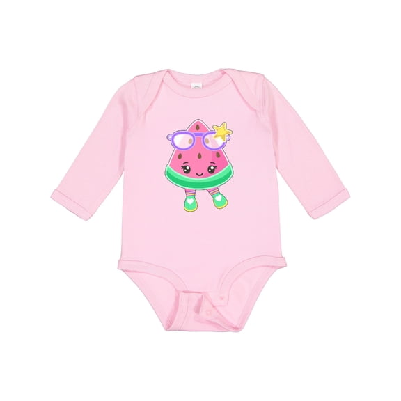 Inktastic Cute Watermelon with Sunglasses Boys or Girls Long Sleeve Baby Bodysuit
