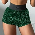 thumbnail image 2 of MOJOGO High Waist Hotpants for Women Sparkly Sequin Mini Shorts Trendy Summer Outfits for Club Party Olive Green L, 2 of 9