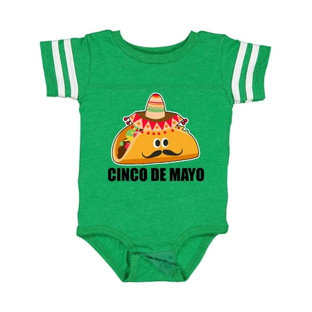 

Inktastic Cinco De Mayo with Taco with Eyes Mustache and Sombrero Boys or Girls Baby Bodysuit