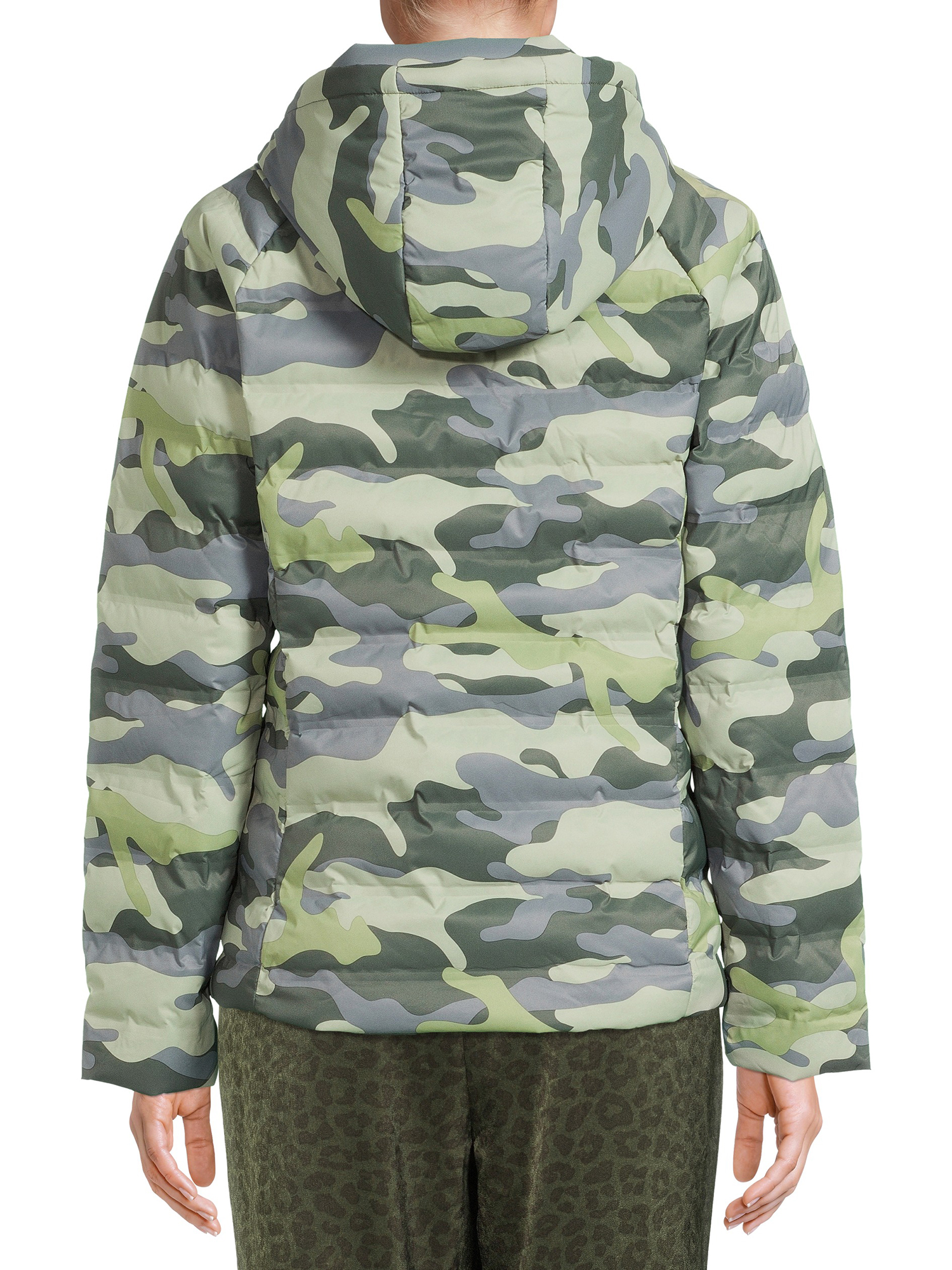 Time and Tru Women's and Plus Packable Stretch Zip Up Puffer Jacket