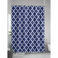 thumbnail image 5 of Fsddascl Navy Blue Morocco Shower Curtain Set - Long 72" x 84" Bathtub Curtain with 12 Hooks, Modern Farmhouse Geometric Textured Waterproof Fabric Stall Shower Curtains for Bathroom/Bathtub, 5 of 6