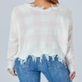 thumbnail image 3 of Pull à Manches Longues pour Femmes V Col Cerise/plaid, 3 of 6