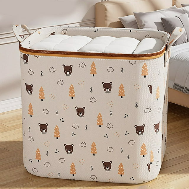 Xihbxyly Bolsa de Almacenamiento, Asa Reforzada, Organizador de Colchas con Cremallera Gruesa, Contenedor Extragrande para Ropa de Algodón, Ideal para Guardarropa, Ideal para Dormitorios y Diseño Ple