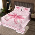 thumbnail image 2 of Erosebridal Pink Bowknot Coverlet Set Twin, Cartoon Ribbon Bedding Set, Modern Chic Bow Decor 2pcs, 2 of 5