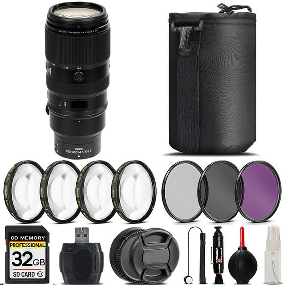 Nikon NIKKOR Z 100-400mm f/4.5-5.6 VR S Lens   4PC Macro Kit   UV, CPL, FLD Filter - 32GB Kit