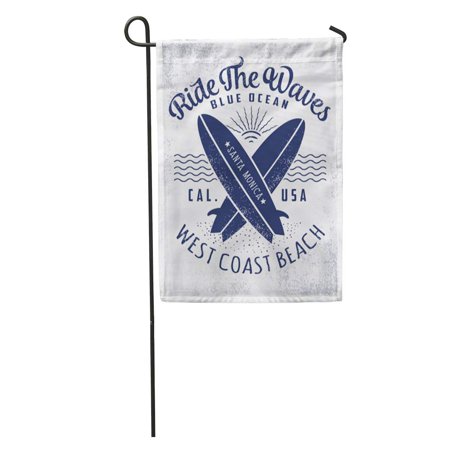 SIDONKU Blue Board Surf Graphics Badge Wave Tropical Vintage Label California Garden Flag Decorative Flag House Banner 28x40 inch