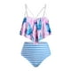 thumbnail image 1 of Imprimir hojas volantes rayas con tiras más el tamaño de baño tankini Rosegal Camisetas tallas grandes, 1 of 5