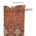 thumbnail image 5 of Brown Red Linen Curtain Valance for Bedroom/Bathroom/Kitchen/Office/Living/Dining Room Window,Vintage Boho Ethnic Geometric Abstract Art Rod Pocket Topper Decorative Cafe Drapes Panel 54"x18", 5 of 6