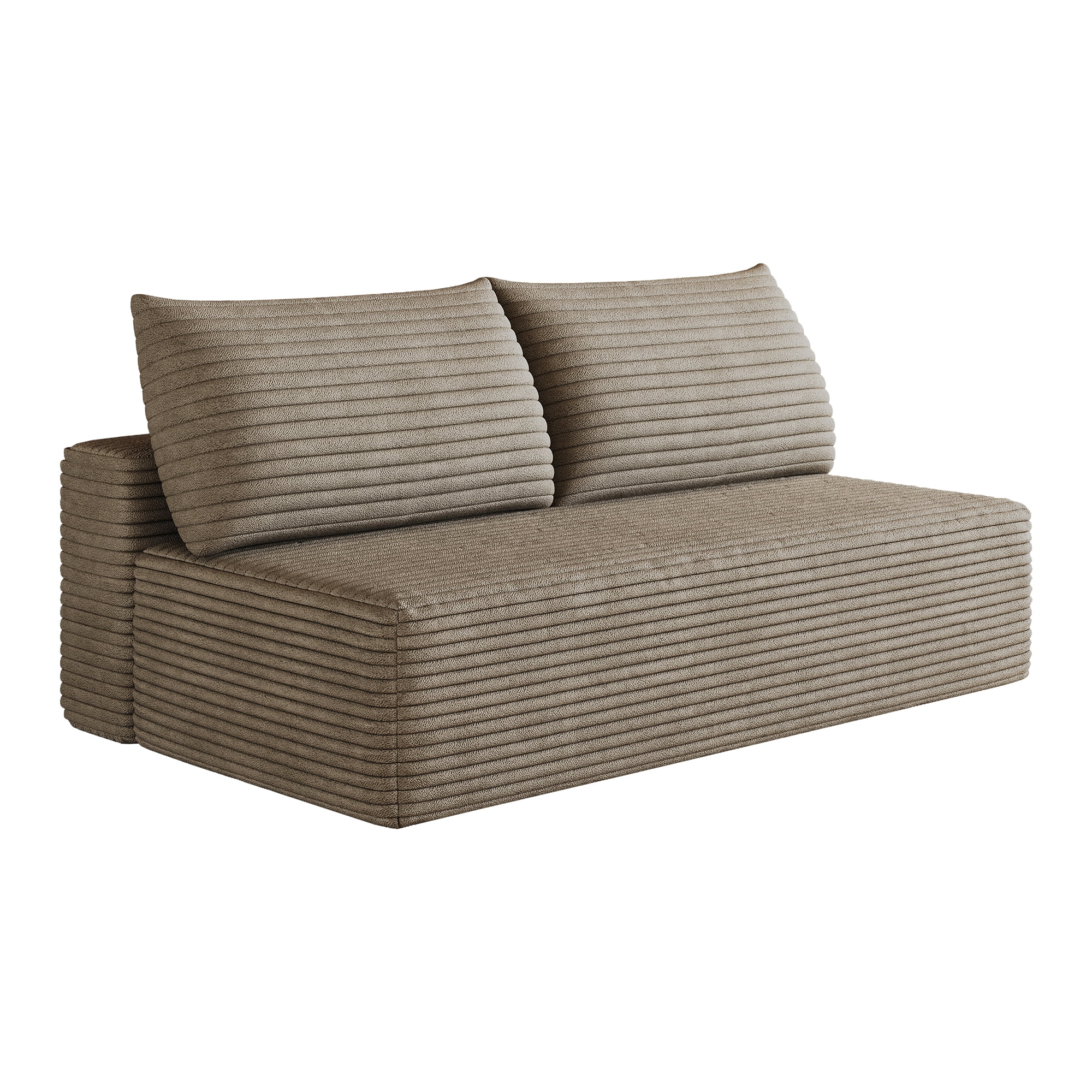 Leumius Cloud Sectional Couch,Modern Modular Sofa with Deep Seat and Backrest,Upholstered Plush Corduroy Fabric Sofa Couch with 2 Pillows for Living Room Bedroom,No Assembly,Camel