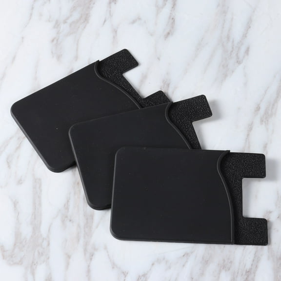 Clispeed 3Pcs Cell Phone Wallet Black Silicone Holder Adhesive Stick on Phone Wallet with Anti Slip Material