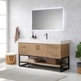 thumbnail image 4 of Vinnova Alistair 60" White Stone Top Oak Single Vanity Black Frame w/o Mirror, 4 of 16