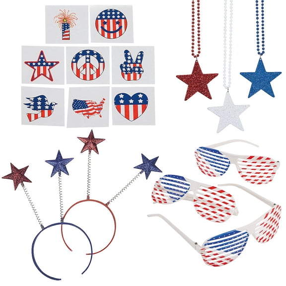 Fun Express Bulk 108 Pieces Patriotic Accessories Assortment Kit