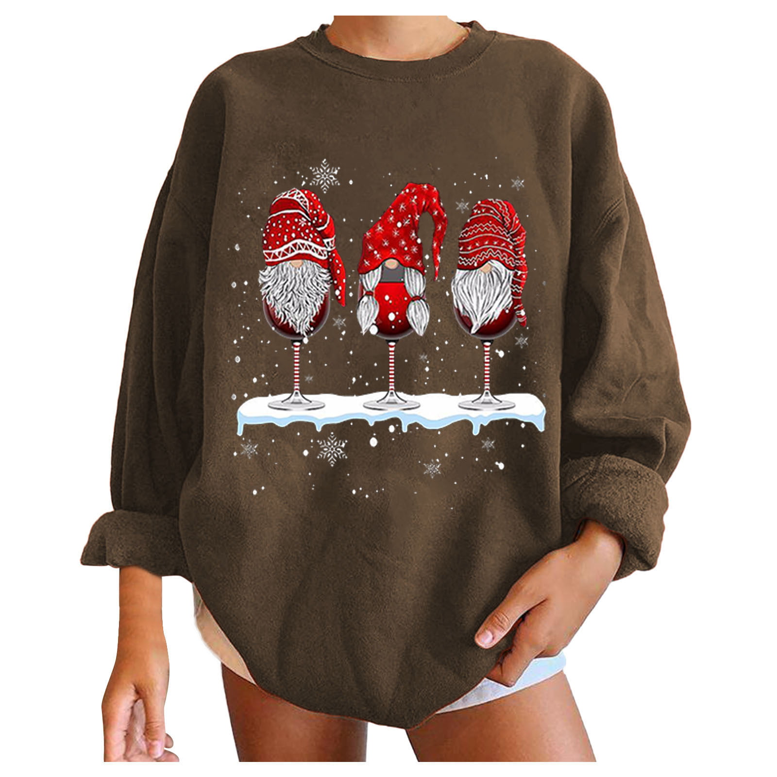 Womens Christmas Long Sleeve Sweatshirt Hooded Pullover Tops Sweater Jumper Sale 