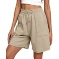 thumbnail image 2 of MOSHU Womens Cotton Shorts Drawstring Waist Sweat Shorts for Women Summer Casual Shorts with Pockets, 2 of 10
