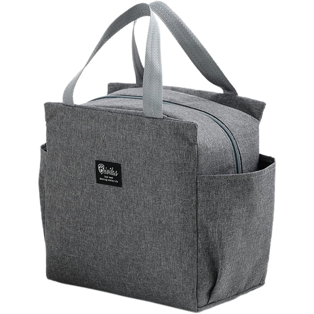 Sac à Lunch Réutilisable Isolé - Sac Fourre-Tout Grande Capacité Multifonctionnel Étanche en Oxford, Porte-Boisson, Sac Isotherme pour Hommes Femmes Travail Bureau École Pique-Nique Extérieur/intérieur (Gris)
