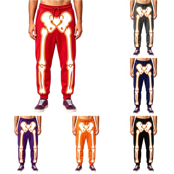 Afdoent Mens Sweatpants Halloween Skeleton Print Sweatpants Casual Jogger Pants Drawstring Elastic Waistband