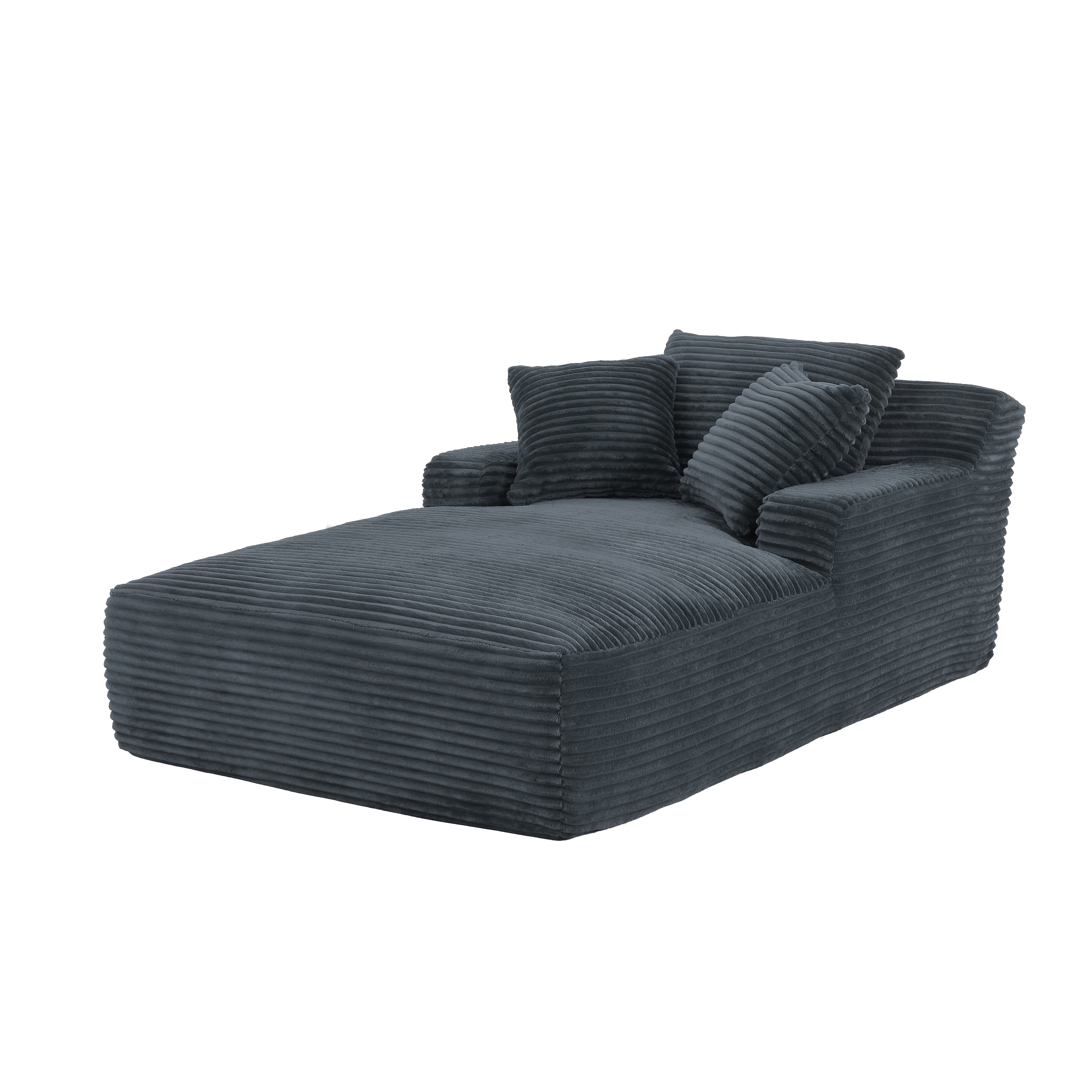 MAYEERTY Oversized Corduroy Chaise Lounge Sofa, Modern Couch with Spring Cushion for Apartment, 49*79*28"Dark Grey