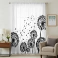 thumbnail image 6 of Dandelion Sheer Curtains 96 Inches Long for Living Room/Bedroom, Black White Modern Country Rustic Plants Rod Pocket Voile Kitchen Curtains & Drapes Window Treatment 1 Panel, 52"W x 96"L, 6 of 8