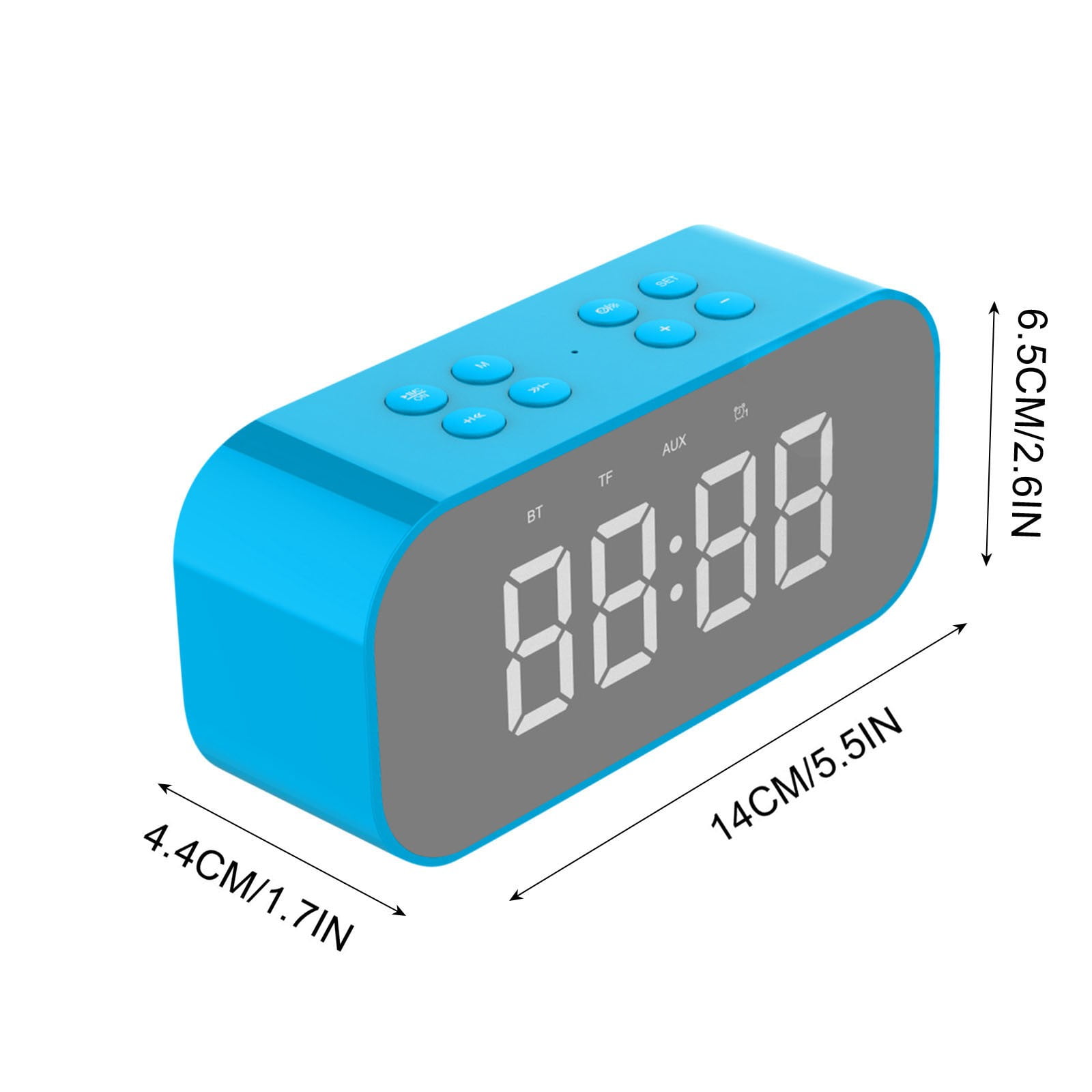 LACKUST Alarm Clock Bluetooth Speaker High Power Portable Column For PC Computer Speakers Subwoofer Box Music Center FM,Blue