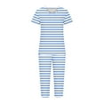 thumbnail image 7 of CLOISE Sleep Sets for Women 2-Piece Comfort Short Sleeve Sleepwear Tees and Comfortable Capri Pants with Pockets Loungewear Sets Soft Striped Printed Fashion Night Clothes, 7 of 7