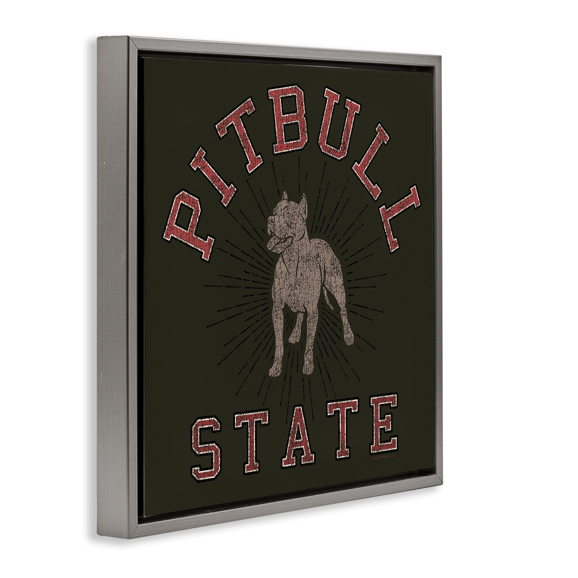 Stupell Industries Vintage Pitbull State Novelty & Humor Painting Gray Floater Framed Canvas Art Print Wall Art, 25 x 25