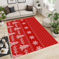 thumbnail image 3 of Red Christmas Theme Area Rug, White Snowflakes Holiday Print Kids Rugs, Non-Slip And Stain Resistant Home Carpet For Boys Girls Bedroom Living Room Classroom Nursery, 3 of 7