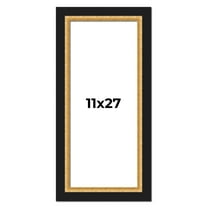 11x27 Frame Gold Real Wood Picture Frame Width 2.25 Inches | Interior Frame Depth 0.5 Inches |