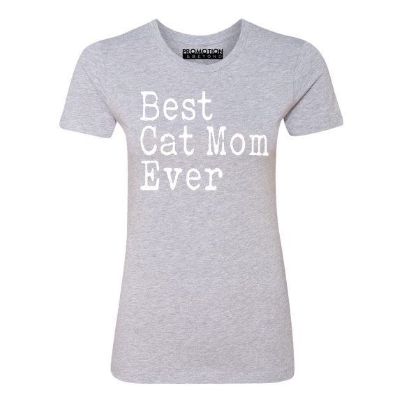 P&B Best Cat Mom Ever Women's T-shirt, Heather Gray, S