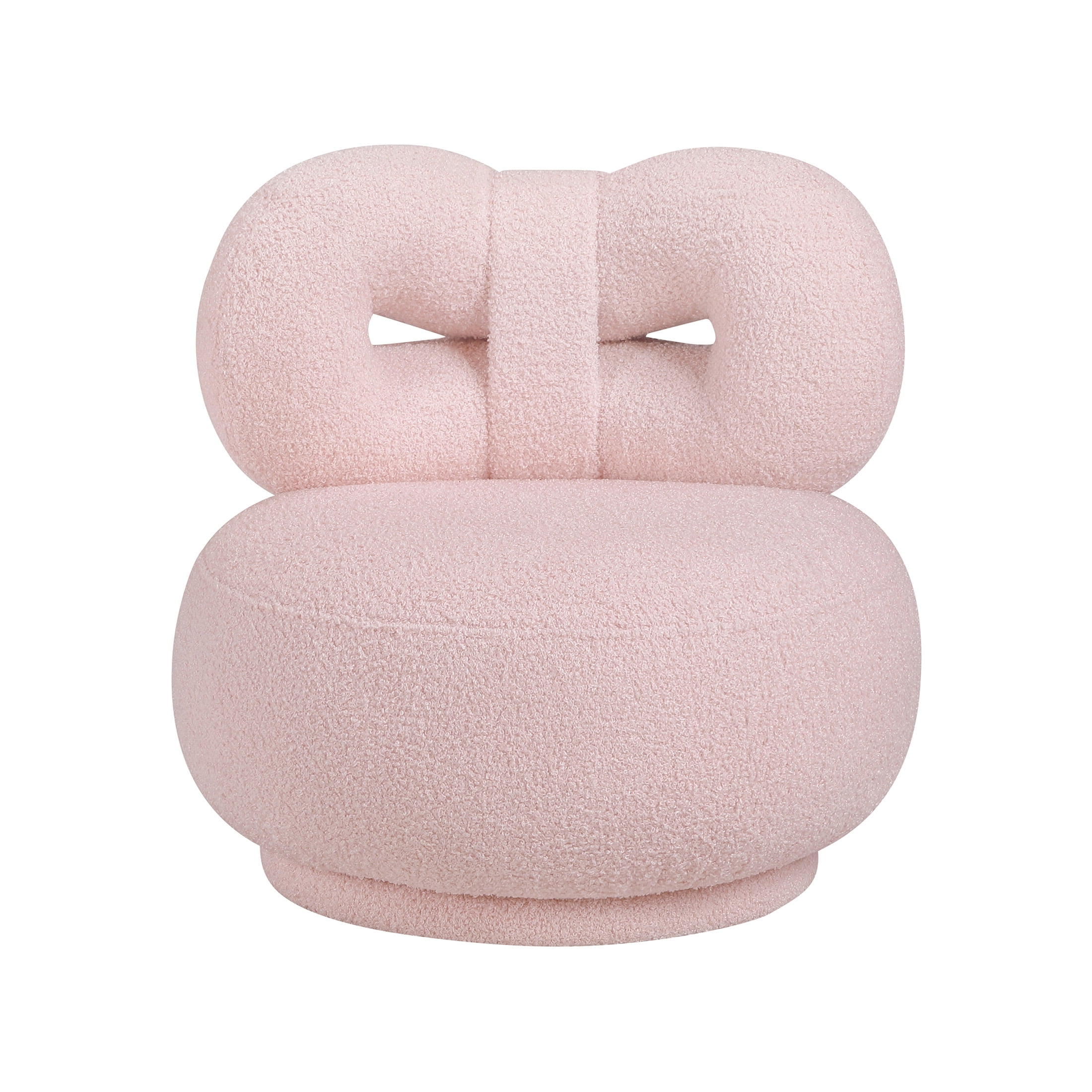 OakvillePark Wooda Modern Bow Shaped Boucle Mini Kid's Swivel Chair, Pink