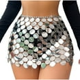 thumbnail image 3 of Jinhomg Party Skirt for Women Sparkly Rainbow Sequin Mini Skirts 2025 Trendy Sheer See Through Bodycon Skirt Shiny Club Night Out Skirts Silver Free Size, 3 of 10