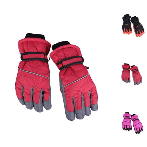 Bmisegm Kids Ski Snow Gloves Windproof Waterproof Cartoon Cold Weather Toddler Winter Gloves Ski Mittens Insulated Red