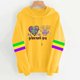 thumbnail image 1 of Uootdi Mardi Gras Womens Drawstring Hoodies for Women Carnival Crewneck Heart Print Hooded Long Sleeve Pullover Festive Color Block Loose Sweatshirts Gift, 1 of 4