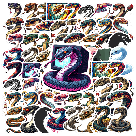 cartoon Snake Stickers, Waterproof Snake Sticker for Water Bottle Laptop Phone Cases Planner Skateboard Luggage Helmet Party Favor Decor, Ideal for Adults Teens Teacher Rewards