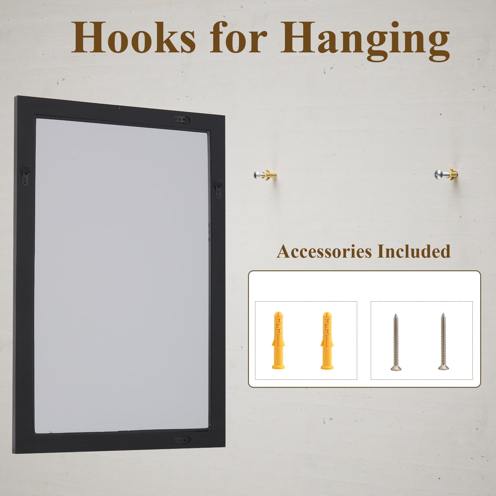 Easy4Home 40"x30" Rectangular Bathroom Mirror with Wooden Frame Decorative Wall Mounted Mirror, Black