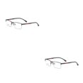 thumbnail image 4 of Qarigey Gafas de lectura unisex de medio marco de metal para hombres y mujeres, gafas ligeras, gafas sin receta, color negro Negro 2piezas, 4 of 6
