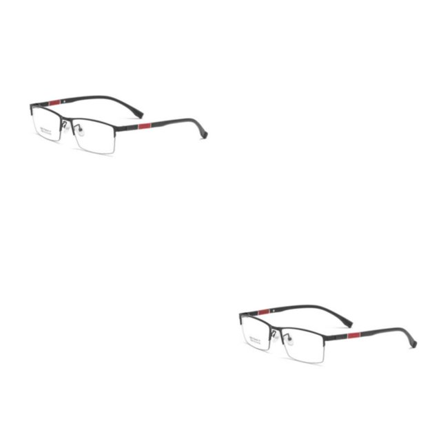 Jumpingount Gafas de medio marco de metal unisex Lentes de plástico Gafas miopes de cara grande para computadora de negocios Daily Black Negro 2piezas