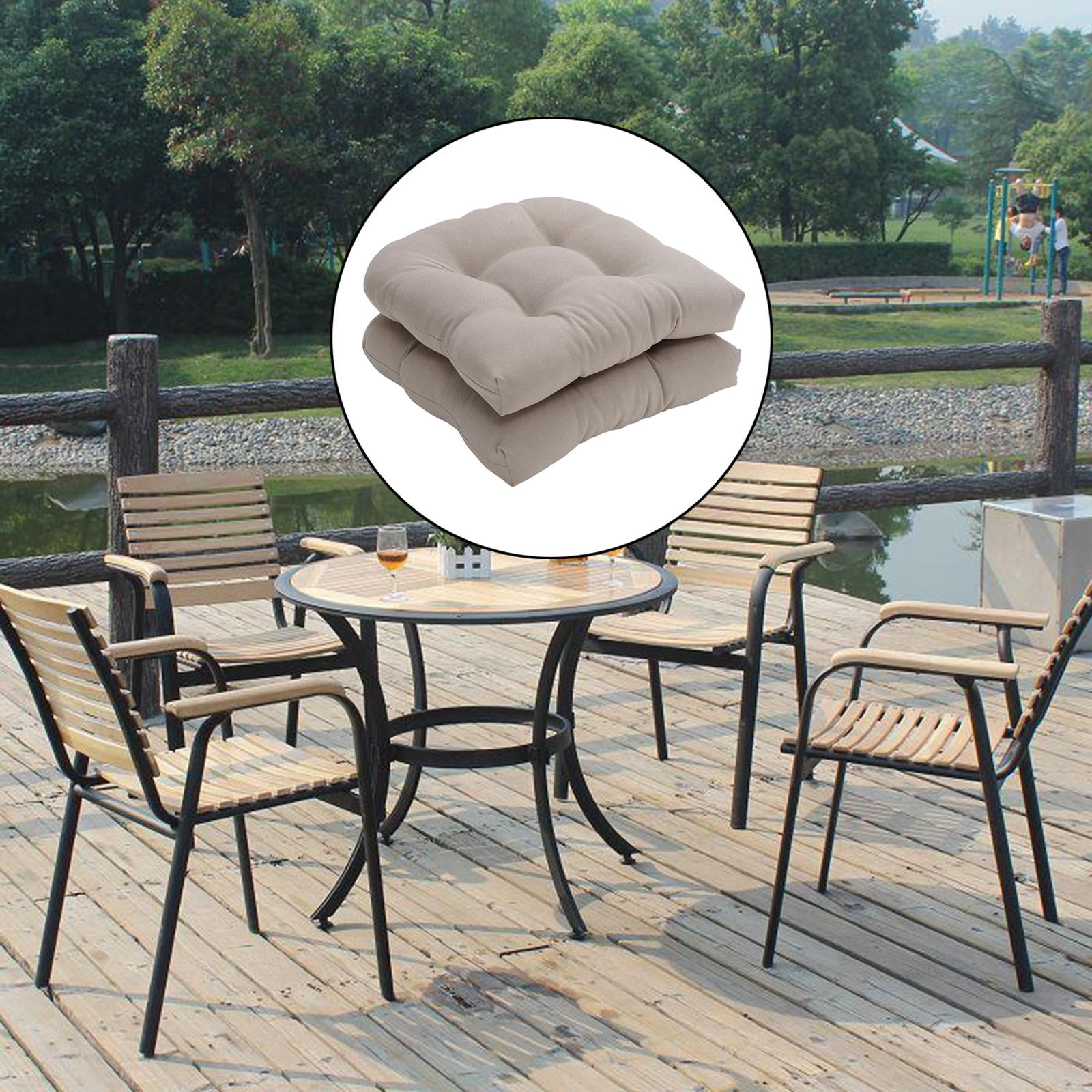 Colcolo 2 Pack Tufted Seat Cushion 48x48cm Outdoor Indoor Chair Cushions for Wicker Chair Seat Rocking Chair Cushion Pad Sets for Garden Patio Home Office Furniture Cushion Grey
