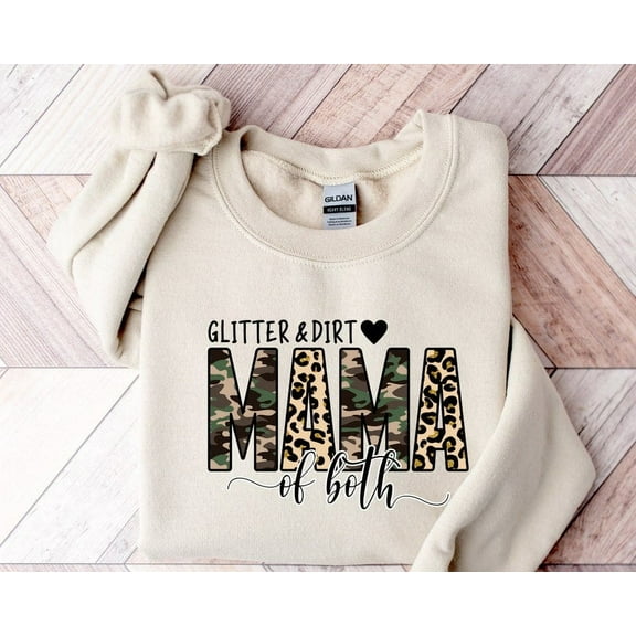 Glitter And Dirt Mama Of Both Sweatshirt, Leopard Design Sweatshirt, Cute Mom Hoodie, Mom Of Both,Leopard Mama Hoodie, Funny Mama Sweatshirt