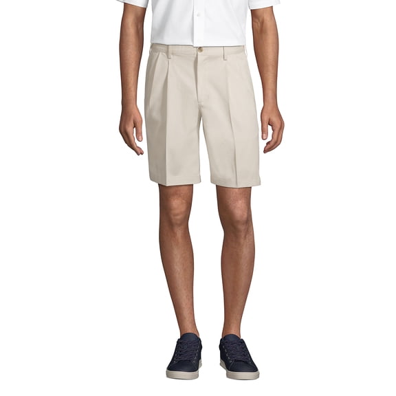 Lands' End Men's No Iron 9" Comfort Waist Pleated Front Chino Short