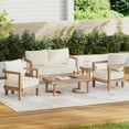 thumbnail image 2 of ACE-PATIO,5 PCS,Outdoor Acacia Wood Four-seater Chat Set with Cushions,Including 2 Club Chairs,1 Loveseat & 2 Tables,for Patio,Backyard,Porch,Garden,Poolside(Beige), 2 of 9