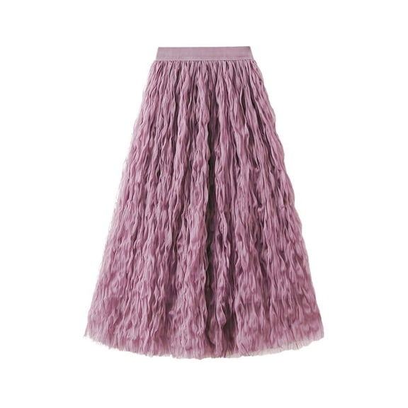 HXWCHs High Waist Pleated Midi Skirt Elegant Flowy A Line Flare Dressy Skirt for Women Plus Size Daily Wear and Purple One Size