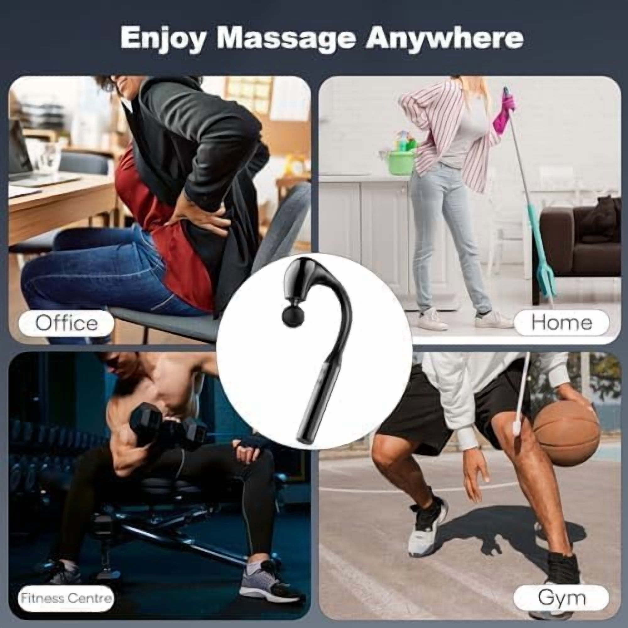 Massage Gun Deep Tissue with Extended Handle Revolutionary U-Shaped Back Massager Body Massager for Neck and Shoulder and Leg
