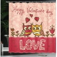 thumbnail image 4 of Ambesonne Valentines Day Shower Curtain, Owls Love Heart, 69"Wx70"L, Pink Red Yellow, 4 of 5