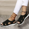 thumbnail image 5 of Utoimkio Women's Open Toe Flat Sandals Summer Comfortable Elastic Strap Adjustable Platform Sandals Casual Walking Shoes, 5 of 7
