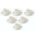 thumbnail image 1 of Set of 6 Colorful Porcelain Espresso Cup and Saucer Set -  2 oz, Gold Color, 1 of 7