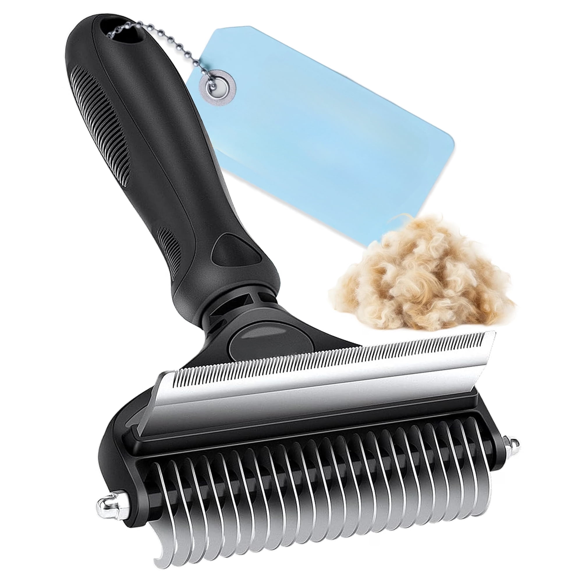 Dog Brush 2-in-1 Undercoat Rake and Dematting Tool for Medium Large Dogs - Stainless Steel Deshedding Comb for Double Coats