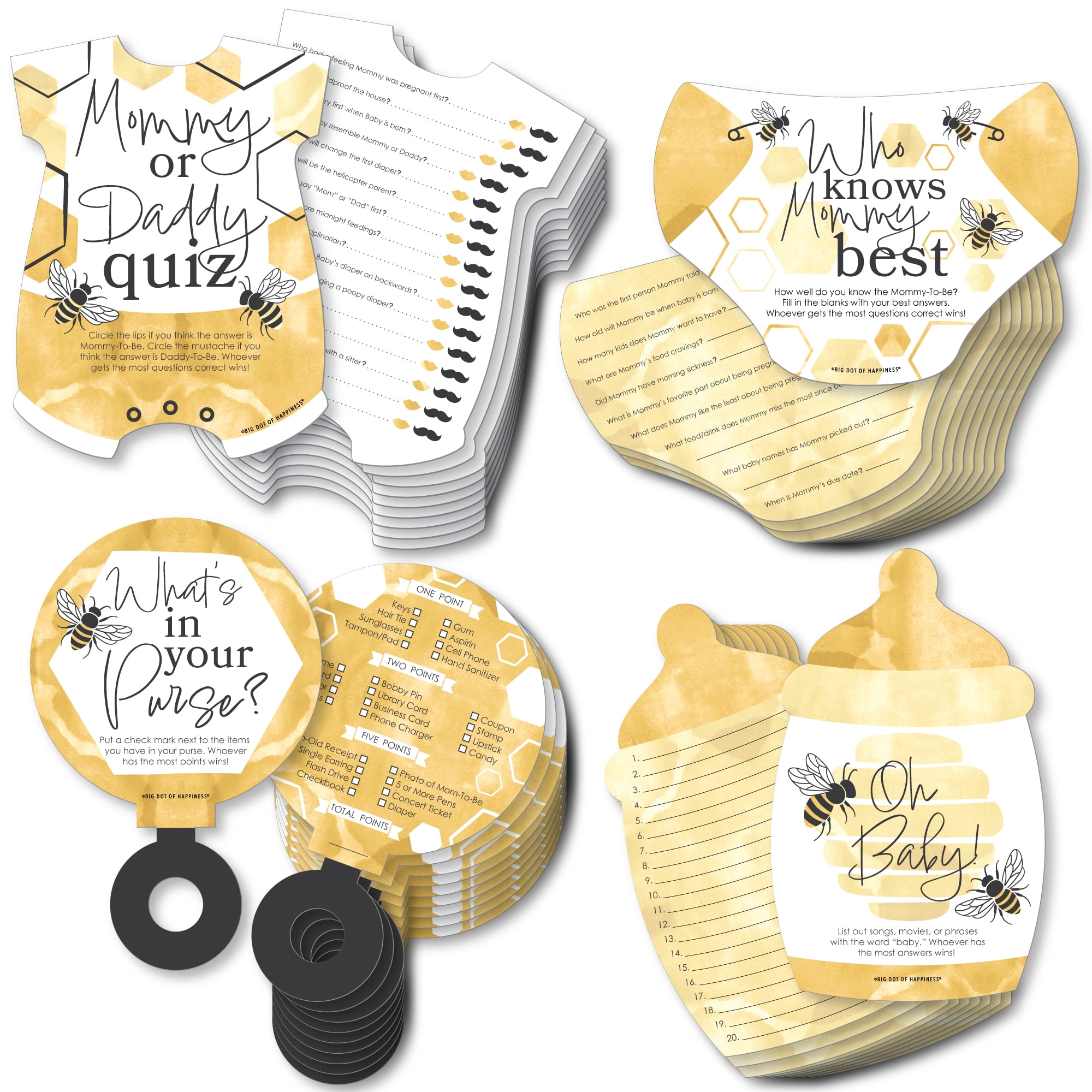 Little Bumblebee Party Decorations - 20-Piece Bee Cutouts For Baby Showers & Birthdays
