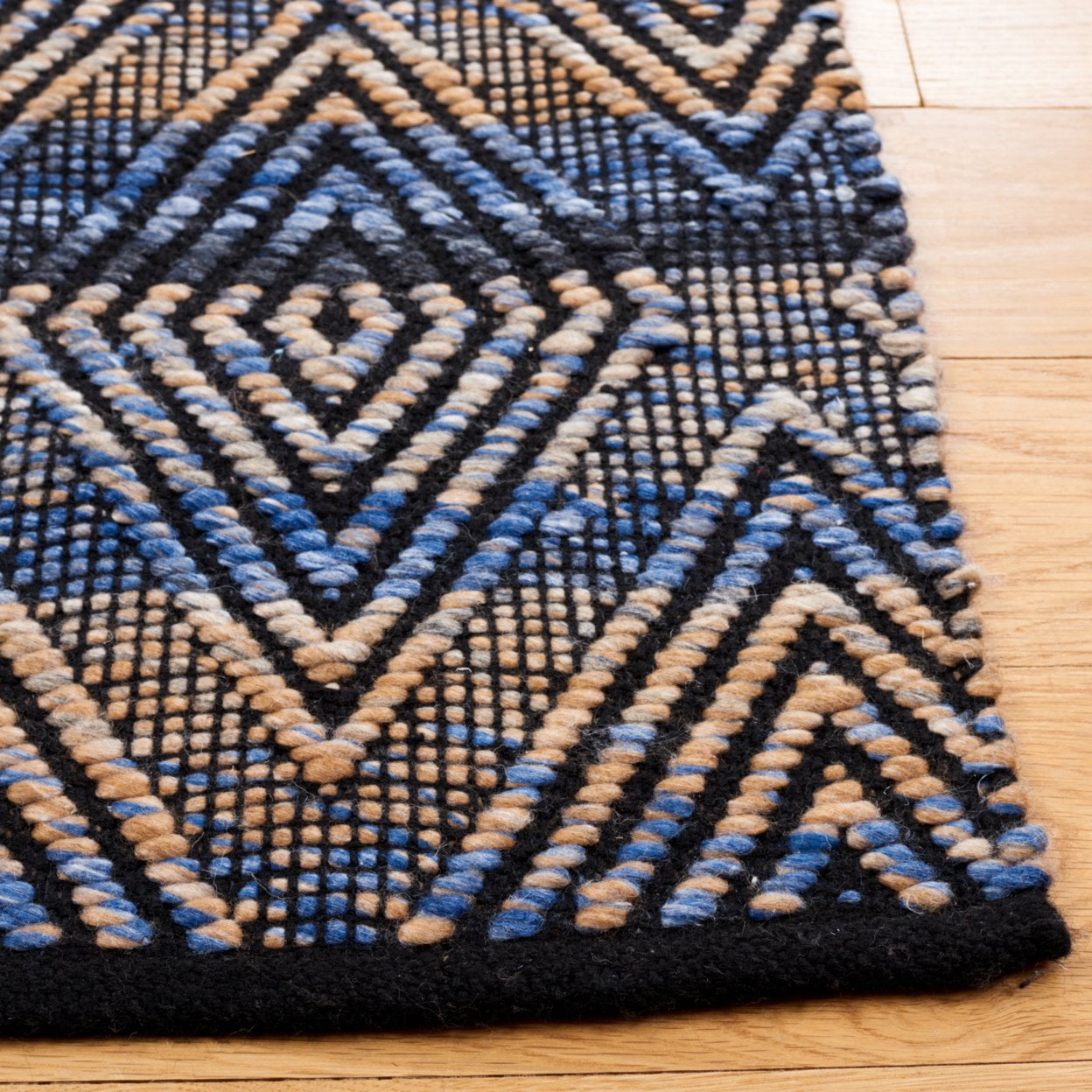 SAFAVIEH Natura Diggory Geometric Polyester Runner Rug, Blue/Orange, 2'3" x 9'