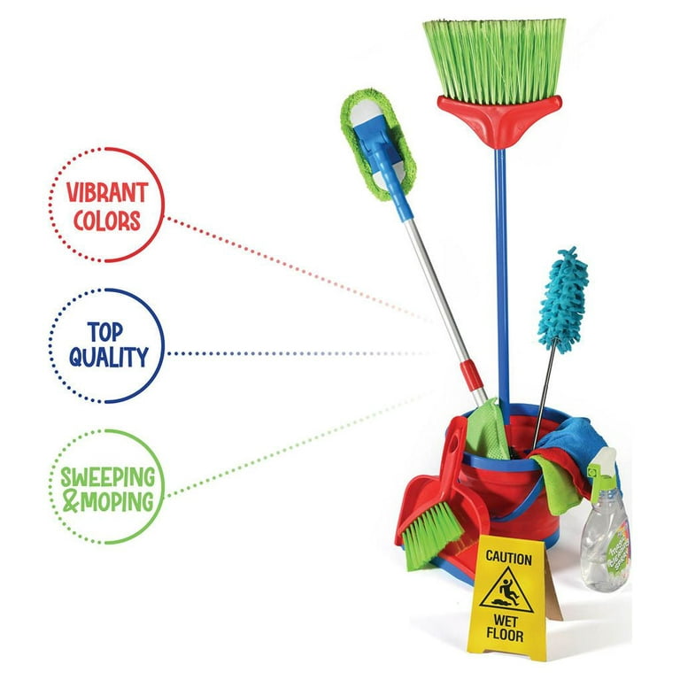 Play22 Kids Cleaning Set 4 Piece - Toy Cleaning Set Includes Broom, Mop,  Brush, Dust Pan, - Toy