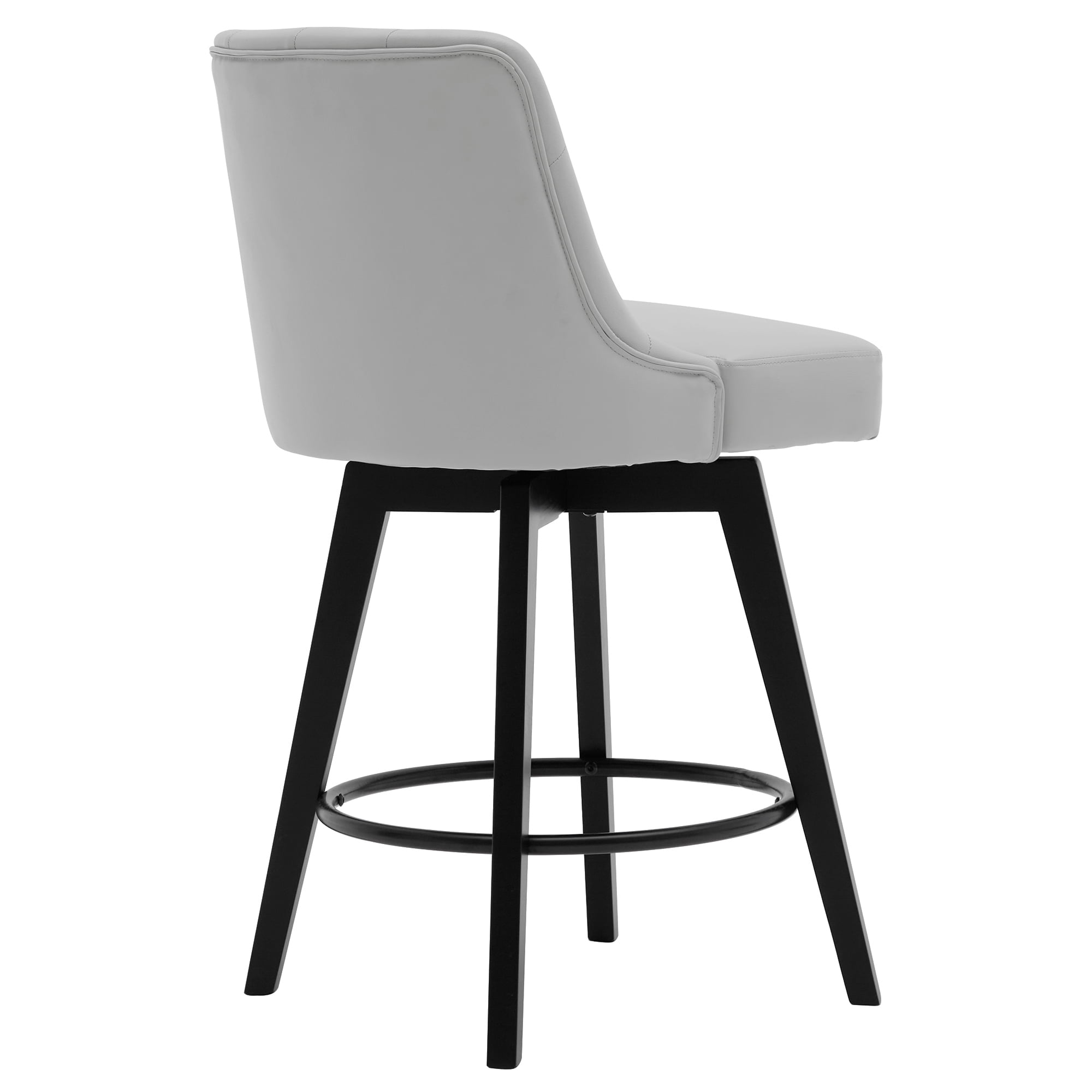 MINCETA Bar Stools,30" 360 Free Swivel Upholstered Bar Stool with Back-PU in Light Gray